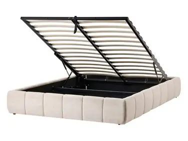 Ottoman Bed without Headboard GENAS Fabric Light Beige 140 x 200 cm (EU Double) - Bedroom
