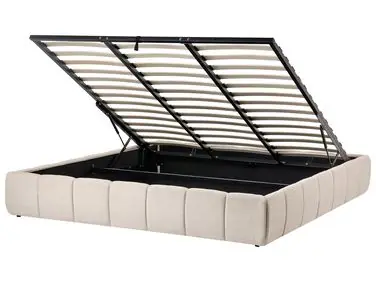 Ottoman Bed without Headboard GENAS Fabric Light Beige 180 x 200 cm (EU Super King) - Bedroom