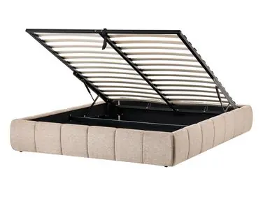Ottoman Bed without Headboard GENAS Fabric Beige 140 x 200 cm (EU Double) - Bedroom