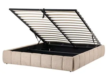 Ottoman Bed without Headboard GENAS Fabric Beige 160 x 200 cm (EU King Size) - Bedroom
