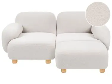 Sofá modular 2 plazas AMLI Blanco crema Bouclé con otomana - Sala de estar