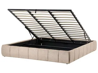 Ottoman Bed without Headboard GENAS Fabric Beige 180 x 200 cm (EU Super King) - Bedroom