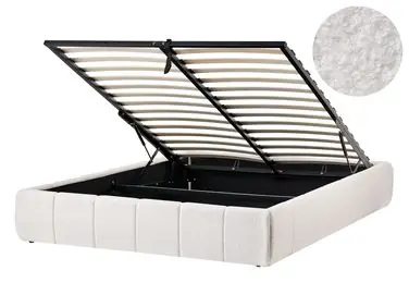 Ottoman Bed without Headboard GENAS Boucle Off-White 140 x 200 cm (EU Double)