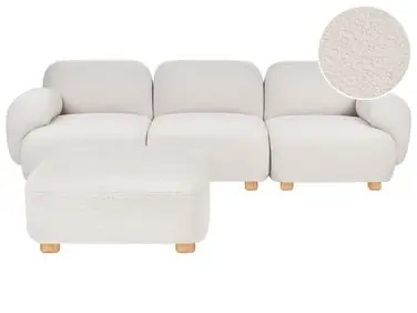 Sofá modular 3 plazas AMLI Blanco crema Bouclé con otomana - Sala de estar
