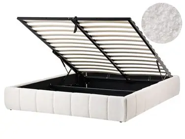 Ottoman Bed without Headboard GENAS Boucle Off-White 160 x 200 cm (EU King Size)