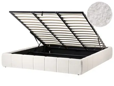 Ottoman Bed without Headboard GENAS Boucle Off-White 180 x 200 cm (EU Super King)