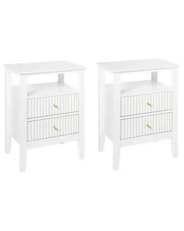 Set of 2 Bedside Tables ASSISI White - Bedroom