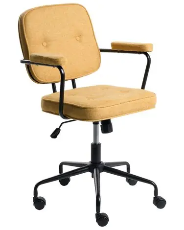 Desk Chair PAWNEE Fabric Yellow - Home Office