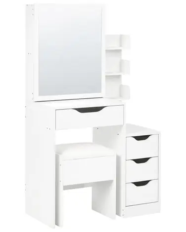 Tocador con espejo y taburete GATINEAU Blanco - Dormitorio