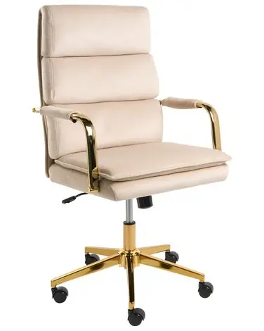 Office Chair VAMURE Velvet Light Beige - Home Office