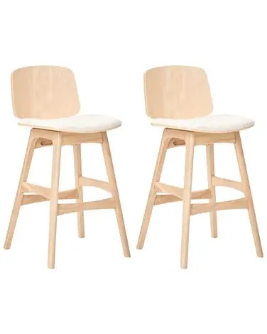 Conjunto de 2 sillas de bar CHARLESTON Madera Marrón claro/Beige claro - Comedor
