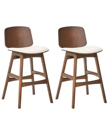 Conjunto de 2 sillas de bar CHARLESTON Madera Marrón/Beige claro - Comedor