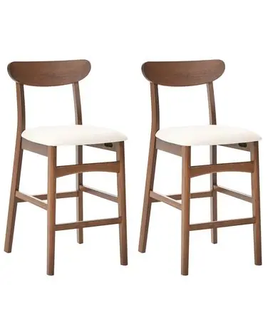 Conjunto de 2 sillas de bar DOYLE Madera Marrón/Beige claro - Comedor