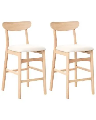 Conjunto de 2 sillas de bar DOYLE Madera Marrón claro/Beige claro - Comedor