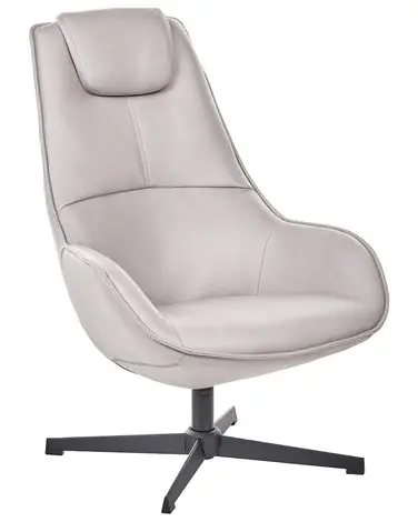 Swivel Armchair HAUGE Fabric Light Grey - Living Room