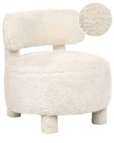 Armchair HAMINA Faux Fur Light Beige - Living Room