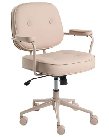 Desk Chair PARAMUS Faux Leather Sand Beige - Home Office