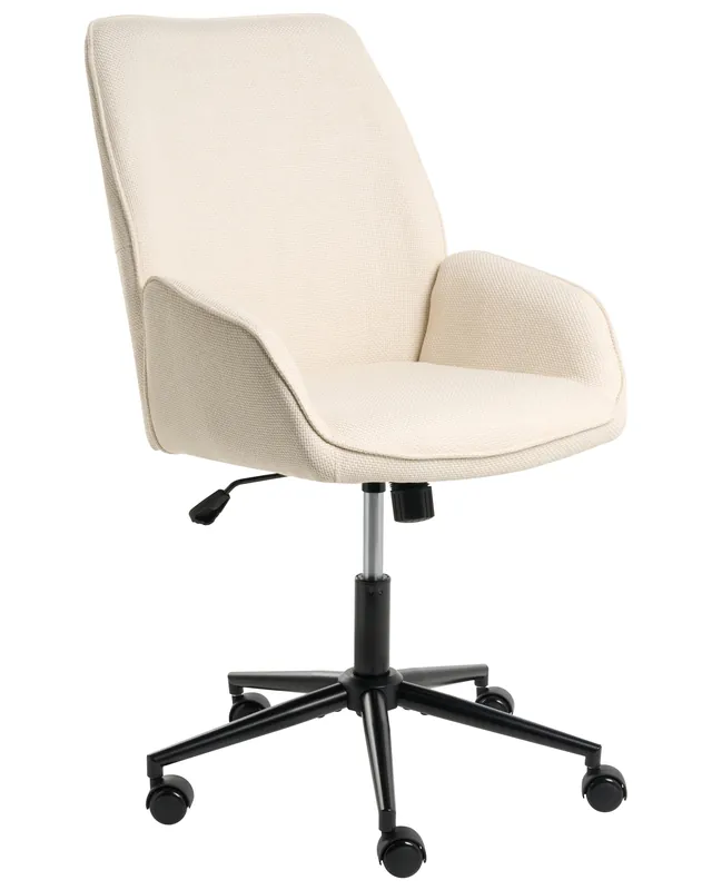 Silla de oficina CASTILE Lino sintético Blanco crema