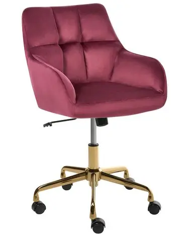 Desk Chair PALMDALE Velvet Burgundy - Home Office