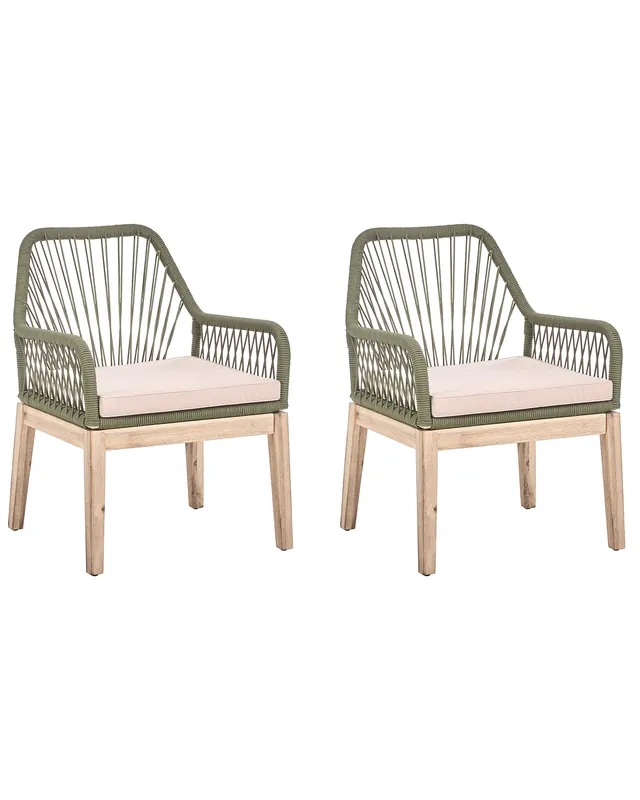 Set of 2 Garden Chairs with Cushions OLBIA Olive Green - Garden & Balcony