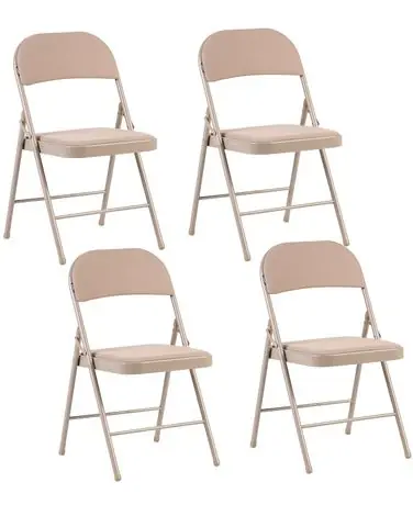 Set of 4 Folding Chairs SPARKS Metal Beige - Home Office