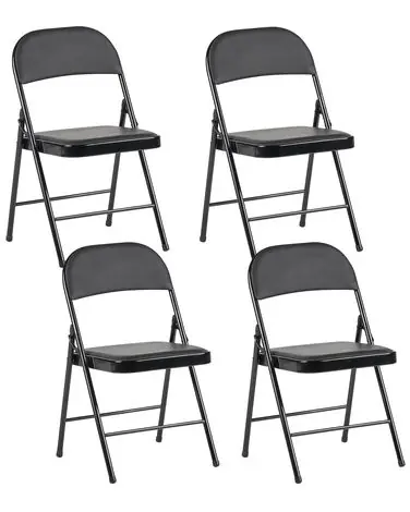 Set of 4 Folding Chairs SHASTA Metal Black - Home Office
