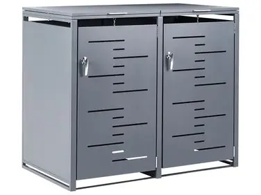 Cobertizo para dos cubos de basura 480 L PERISSA Metal Gris oscuro - Jardín y balcón