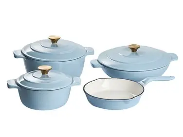 7 Piece Cast Iron Set FERRANO Light Blue - Home Accessories