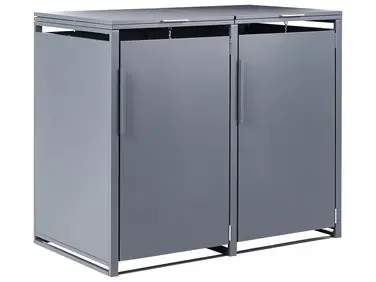 Double Trash Bin Cover 480 L PIACENZA Metal Dark Grey - Garden & Balcony