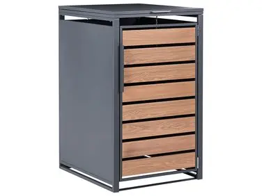 Trash Bin Cover 240 L POLICORO Metal Dark Grey - Garden & Balcony