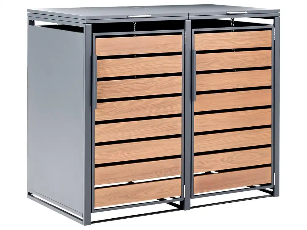 Cobertizo para dos cubos de basura 480 L POLICORO Metal Gris oscuro - Jardín y balcón