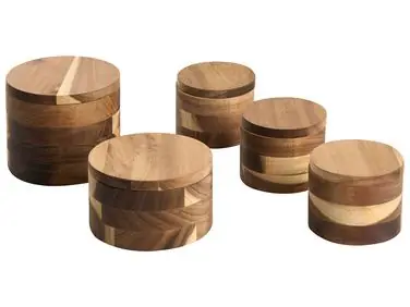 5 Piece Spice Box Set PATISSERIE Acacia Wood Brown - Home Accessories