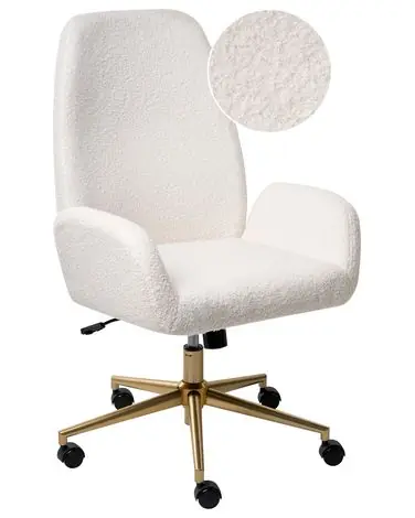Silla de oficina CLARE Bouclé Blanco