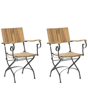 Conjunto de 2 sillas de jardín LASCARI Madera de acacia Marrón claro - Jardín y balcón