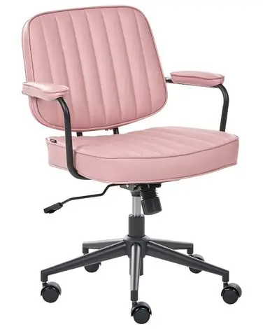 Desk Chair BERNE Faux Leather Pastel Pink - Home Office