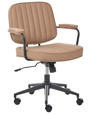 Desk Chair BERNE Faux Leather Light Brown - Home Office
