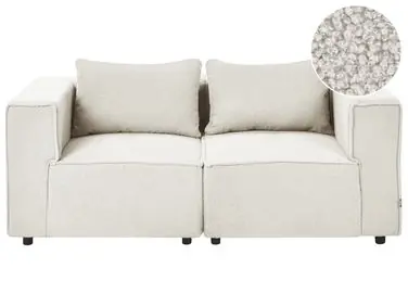 Sofá modular 2 plazas AXEBO Blanco crema Bouclé - Sala de estar