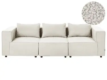 Sofá modular 3 plazas AXEBO Blanco crema Bouclé - Sala de estar