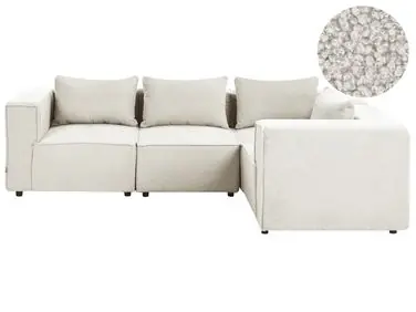 Sofá modular esquinero 4 plazas AXEBO Izquierda Blanco crema Bouclé - Sala de estar