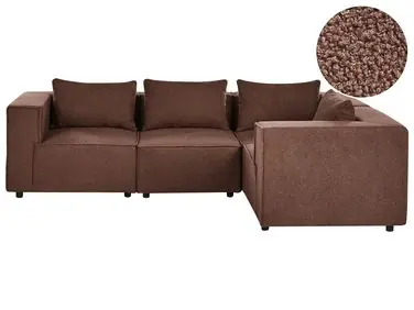 Sofá modular esquinero 4 plazas AXEBO Izquierda Marrón Bouclé - Sala de estar