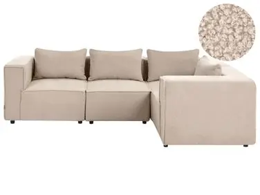 Sofá modular esquinero 4 plazas AXEBO Izquierda Beige Bouclé - Sala de estar