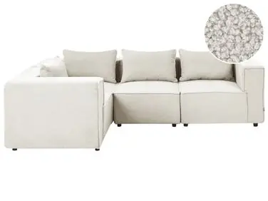 Sofá modular esquinero 4 plazas AXEBO Derecha Blanco crema Bouclé - Sala de estar