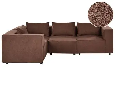 Sofá modular esquinero 4 plazas AXEBO Derecha Marrón Bouclé - Sala de estar