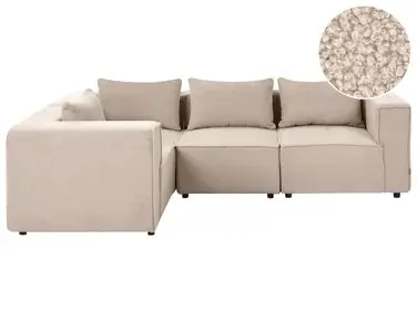 Sofá modular esquinero 4 plazas AXEBO Derecha Beige Bouclé - Sala de estar