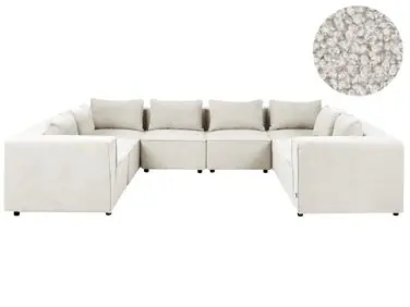 Sofá modular en forma de U 8 plazas AXEBO Blanco crema Bouclé - Sala de estar