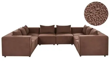 Sofá modular en forma de U 8 plazas AXEBO Marrón Bouclé - Sala de estar