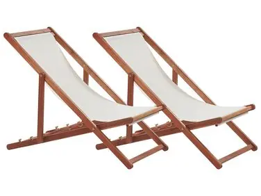 Conjunto de 2 hamacas plegables ANZIO con telas de recambio Madera de acacia Marrón oscuro - Jardín y balcón
