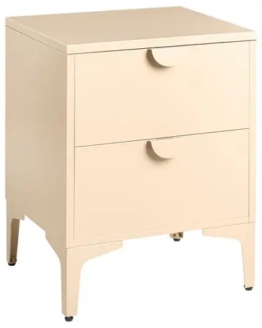 2 Drawer Bedside Table ARDURA Metal Beige - Bedroom