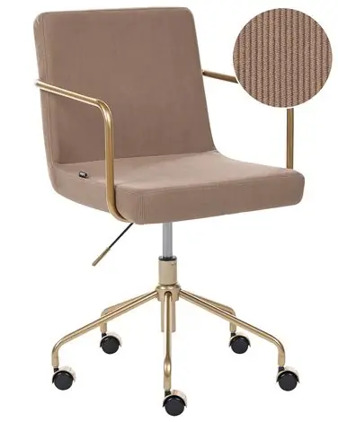Office Chair TRINITY Corduroy Light Brown - Home Office