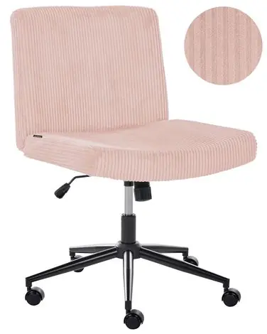 Desk Chair GEDDES Corduroy Pastel Pink - Home Office